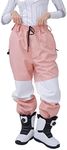 SNOWVERB Womens Mens Snowboard Bottoms Unisex Ski Pants Warm Snow Trousers High Windproof Waterproof Pants (X-Small, Pink)