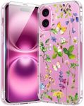 bicol for iPhone XX Case with Screen Protector, Enhanced Camera Protection, Crystal Clear Cover with Fashionable Designs for Girls Women, Slim Fit Protective Phone Case 6.1" Butterfly Flowers