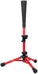 JISPOORT Baseball Batting Tee for Hitting Practice - Adjustable Height 26" to 39" for Adults, Youth & Teens - Portable Tripod Stand with Heavy-Duty Base, Flexible Rubber Top & Carrying Bag (Red)