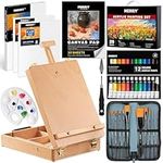 MERRIY 29-Piece Acrylic Paint Set, Painting Supplies Kit with Tabletop Sketch Box Easel, 12 Colors Acrylic Paints,10"x 12" Stretched Canvas,Premium Acrylic Painting Set for Artist Adults, Beginners…