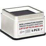 iPrimio Bed and Furniture Risers – Square Elevator up to 2” Per Riser and Lifts up to 10,000 LBs - Protect Floors and Surfaces – Durable ABS Plastic and Anti Slip Foam Grip – Stackable (4, White)