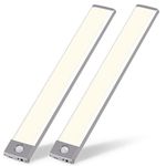 Under Cabinet Lights,USB Rechargeable Kitchen Night Light,54-LED Battery Operated Counter Closet Lighting,Uniform Light,Wireless Motion Activated Light for Cabinets Cupboard Pantry(Warm Light 2Pack