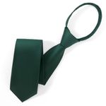 UETLRO Pre Tied Adjustable Black Zipper Ties for Men 3.15" (8CM) Mens Solid Color Necktie, Green, Medium