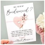 Will You Be My Bridesmaid? Wish Bracelet | Bridesmaid Proposal | Floral & Burlap Boho Heart Design | Tibetan Charm. Wish String Cord Bracelet. Modern Greeting Card