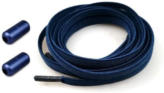 Boolavard Elastic No Tie Shoe Laces For Adults,Kids,Elderly,System With Elastic Shoe Laces (2 Pairs) (Navy)