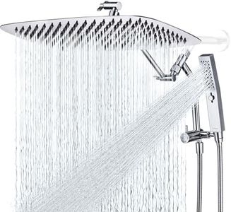 G-Promise All Metal 16 Inch Shower Head with Massage Mode Handheld, Rain Shower Head with Handheld Spray Combo, 3-Way Diverter with Pause Setting, 12 Inch Adjustable Extension Arm (Chrome)