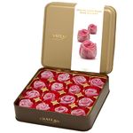 Rose Turkish Delight Lokum, Hand Crafted Shaped Flower, Dessert Gourmet Gift Box Tin, 16 Pieces, 300g, Chateau de Mediterranean