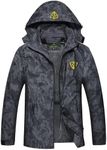 GIISAM Mens Windproof Jacket Waterproof Lightweight Mountain Sport Jacket for Men Hooded Windbreaker Raincoat (Football Black,3XL)
