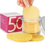 GAINWELL 50-Count Compressed Facial Sponges with Storage Container, for Facial Cleansing, Reusable Makeup Remover, Portable, Suitable for Travel, Yellow