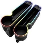 7 Color Led Car Seat Gap Storage Box Seat Gap Filler Organizer with USB+ Type C Fast Charger 2 Pack Car Front Seat Gap Organizer fit for iPhone Android(Black)
