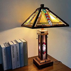 Capulina Tiffany Table Lamp Picasso Abstract Stained Glass Lamp 3-Light