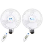 Simple Deluxe 2 Pack-16 Inch Digital Wall Mount Fan with Remote Control, 3 Oscillating Modes, 3 Speed, 72 Inches Power Cord, White