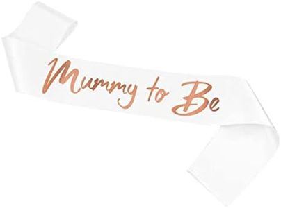 Mummy to Be White and Gold Foiled Baby Shower Satin Sash Favour Party Supplies for Mum (1 Pack)