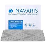 Navaris Diatomaceous Earth Bath Mat - Gray Diatomite Stone Floor Mat for Bathroom and Shower at Home - Quick Dry, Non Slip, Absorbent 23.6" x 15.4"