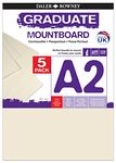 Daler-Rowney Graduate Cream Core A2 Mountboard Pack, 5 x Ivory Smooth Surface, 1.25mm Thick, Ideal for Student Artists & Hobbyists