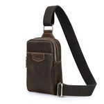 CONTACTS Full Grain Leather Sling Bag for Men - Small Crossbody Chest Bag | Stylish Shoulder Daypack Travel Phone Purse Side Bag (Hunter Brown)