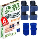 Simply Seniors Finger Splints - Set of 2 Splints & 2 Sleeves - Pain & Arthritis Relief - Brace for Trigger, Mallet & Broken Finger - Fits Index, Middle, Ring - Adjustable Support for Injury & Sprain