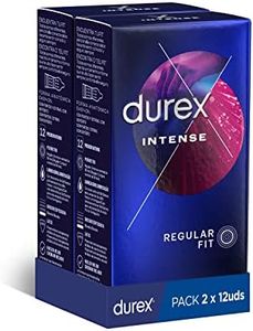 Durex Preservativos Intense, con Puntos y Estrías, con Gel Desirex, Sensación Calor, Frescor u Hormigueo, 2x12 condones