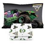 Sunny Side Up Monster Jam Grave Digger Toddler Sheet Set - 3 Piece Toddler Bedding Set Includes Pillow Cover - Super Soft Microfiber Sheets