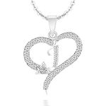 Kanak Jewels Spade shape J Letter Fashion Jewellery Valentine Gift Alphabet Heart Chain Necklace pendant for girls women men boys girlfriend Jewellery Gold-plated Cubic Zirconia Alloy Brass Pendant