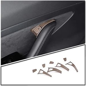Qiosreui Door Lock Switch Button Frame for Tesla Model 3 2017-2020, Inner Door Push Button Trim Model Y 2020-2021, Door Release Switch Button Trim Cover Bezel Decoration Accessories, ABS Wood Grain