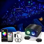 AZIMOM Dual Color 1200pcs 0.03in 13.1ft Twinkle Fiber Optic Starlight Headliner+ Pure White Meteor 240pcs Shooting Star, Sound Mode APP& Remote Control 2 in 1Starlight Meteor Kits Car Home Ceiling