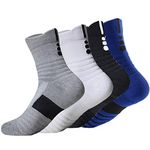 Basketball Socks Outdoor Athletic Crew Socks Thick Compression Long Running Sports Socks for Men & Women 4 Pack