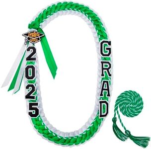 ALKB 11 Pcs Graduation Ribbon Leis, Green White Graduation Braided Necklace with Honor Cord Class of 2025 Graduation Gift for High School College Graduation Party Supplies