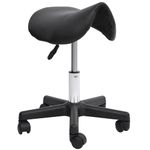 HOMCOM Saddle Stool, PU Leather Adjustable Rolling Salon Chair with Steel Frame for Massage, Spa, Beauty and Tattoo, Black