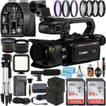 Canon XA65 Professional UHD 4K Camcorder with 2 Pack SanDisk 64GB Memory Card + Case + Tripod + Wideangle Lens + LED Flash + Microphone + Filter Kit + ZeeTech Accessory Bundle
