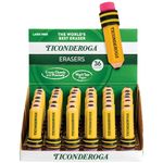 TICONDEROGA Erasers, Pencil Shaped, Yellow, 36-Pack (38936)