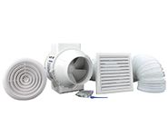 100mm - 4 inch dia Inline Bathroom Fan Kit with RUN ON TIMER Bathroom Fan With Timer Kit Loft Mounted Kitchen Utility Room Vent cover With Mesh