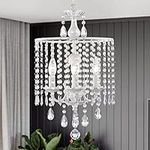 Modern Crystal Chandelier Mini White Chandelier Light Fixture 3-Light Round Chandeliers for Bedrooms