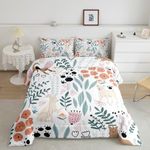 Erosebridal Kawaii Dog Bedding Set,Cartoon Puppy Dog Comforter Set Twin,Cute Love Heart Leaf Flower Comforter Set for Kids Girls Boys,Paw Print Pet Animals Quilt Duvet Insert with 1 Pillow Case