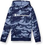 Champion Boy's Hoodie, Kids' Sweatshirts for Boys, Pullover Hoodie, Multiple Graphics, Navy Camo Script, 7-8