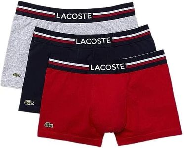 Lacoste Men's 3 Pack Casual Trunks, Navy/Silver/Red, X-Large