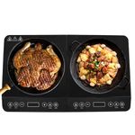 COOKTRON Double Induction Cooktop Burner, 1800W Induction Countertop 2 Burner Portable, Precision Temperature Independent Control, 10 Temperature 9 Power Settings, with Child Safety Lock & 4H Timer