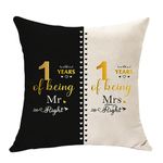 1 Year Anniversary Throw Pillow Cover Gift for Her Gift for 1 Year Of Marriage Newlyweds Couples 1st Wedding for Husband Wife Valentines Wedding Anniversary 1st Keepsake Paper Gifts (1st)