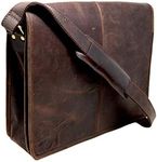 15" buffalo leather messenger bag laptop case office briefcase men computer distressed shoulder bag