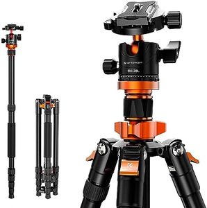 Camera Tripod, K&F Concept 68" Aluminum Tripod Monpod with 360 Degree Ball Head, 1/4" Quick Release Plate and Carrying Case for DSLR Canon Nikon Sony -Load Capacity 22lbs/10kg K255A4+BH-28L