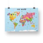 EKDALI World Map - for Wall poster | wall poster big size | Wall posters for study, Learn | Home & decor -School /(Boys,Girls kids) (24 x 33 inch, Light Blue)