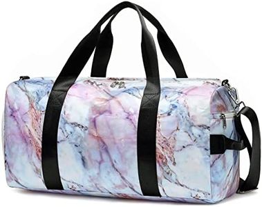 Sport Gym Duffle Travel Bag for Men Women Duffel with Shoe Compartment, Wet Pocket, S-Marble 5, 19.7"x9.5"x9.9"