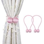 Magnetic Curtain Tiebacks Drapery Holdbacks for Curtains, Drapes, Living Room Bedroom Office Decor, No Tools Required (2 Pack, Pink)