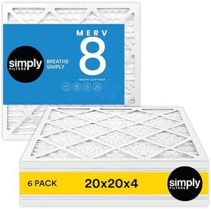 Simply 24x24x4 Air Filter, MERV 8, 6 Pack, Furnace Air Filter for HVAC (Actual Size: 23.5"x23.5"x3.63") DUST, Pet & Allergy Control