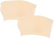 Malibu Sugar Girls Bandeau Tube Top Bras - Seamless Strapless Bra Tube Tops Comfortable and Versatile One Size Fits Age 10-14, Nude/Nude, One Size