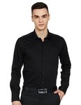 Arrow Men's Solid Full Sleeve Slim Fit Cutaway Collar Cotton Formal Shirt Black