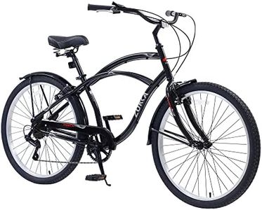 WEEROCK 26 Inch Beach Cruiser Bike SHIMANO 7 Speeds Steel Frame for Adult Women Men, Black