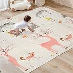 Sour Lemon 200x180cm Folding Wildlife Mat, Thick Padded Baby Crawl Mat, Baby Play Mat, Foldable Kids Playmat, Large Baby Activity Play Mat, Non-Slip, Waterproof, Double-Sided Playpen Mat