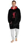 Liverpool F.C. Oversized Hoodie Blanket For Men, Official Football Gifts (Black)