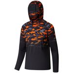 Bassdash Youth UPF 50+ Hooded Shirts with Mask UV Neck Gaiter Sun Protection Long Sleeve T Shirt for Fishing Swim, Orange Fish Gradient, Large